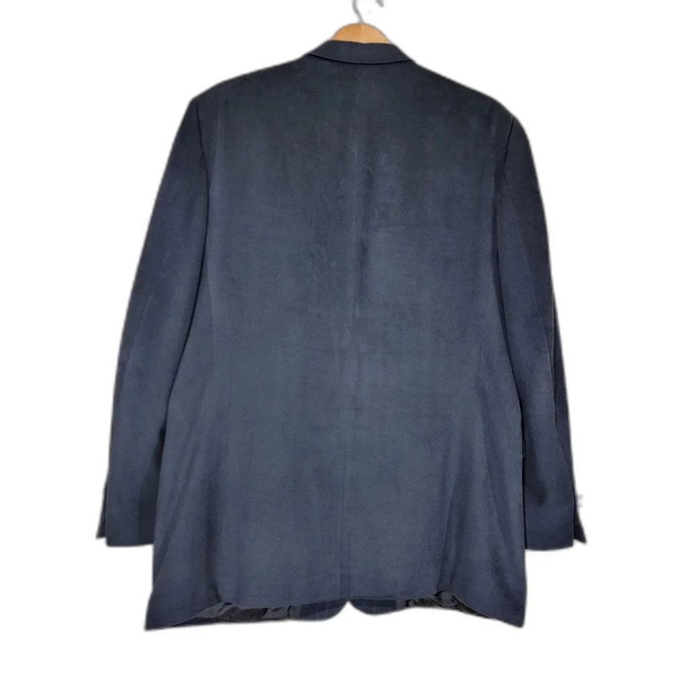 Vintage Mort Wallin Suede Men's Navy Suit Jacket Sport Coat Blazer - 42R - Picture 3 of 10